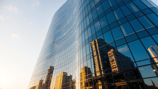 南京市中心商务大厦幕墙清洁前后对比，左侧为清洁前的污渍斑驳墙面，右侧为清洁后的光洁明亮效果，现代建筑外观